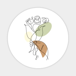 Flower Bouquet Shape Minimalist Line Art Drawing Magnet